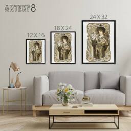 "Artery8 La Tosca Theatre Play Vintage Advert Framed Canvas Wall Art Print Mucha in White - Size: W12"" x H16""" - thumbnail 4