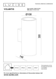 Lucide 'VOLANTIS' Non Dimmable Stylish Outdoor Up Down Wall Spotlight 2xE27 in Black - thumbnail 4