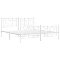 Berkfield Home Metal Bed Frame without Mattress with Footboard White 183x213cm - Size: 183x213 cm - thumbnail 1