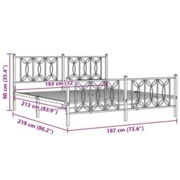 Berkfield Home Metal Bed Frame without Mattress with Footboard White 183x213cm - Size: 183x213 cm - thumbnail 8