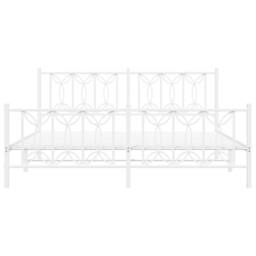Berkfield Home Metal Bed Frame without Mattress with Footboard White 183x213cm - Size: 183x213 cm - thumbnail 4