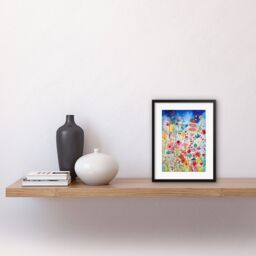 "Artery8 Wall Art Print Summer Wildflower Meadow Folk Artwork Framed 9X7 Inch in Black - Size: W7"" x H9""" - thumbnail 2