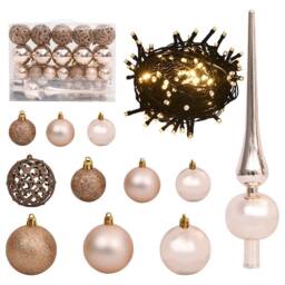 Berkfield Home Beautiful Artificial Hinged Christmas Tree 150 LEDs & Ball Set 120 cm in Green - thumbnail 7