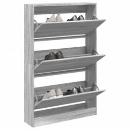 Berkfield Home Shoe Cabinet Grey Sonoma 80x21x125.5 cm Engineered Wood - thumbnail 2