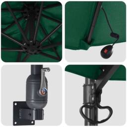 Berkfield Home Green Wall-mounted Garden Parasol with LEDs Green 248 cm - thumbnail 7