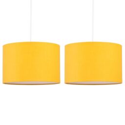 First Choice Lighting Set of 2 Ochre 25cm Ceiling Light Shades in Yellow - thumbnail 1