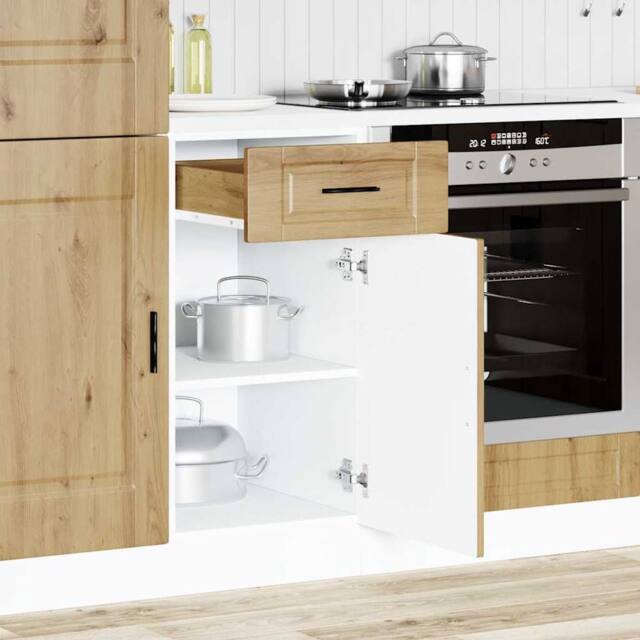 Berkfield Home Kitchen Base Cabinet¬†Porto Artisan Oak Engineered Wood in Brown - image 1