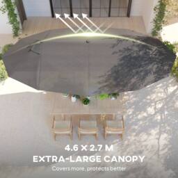 OUTSUNNY Sun Umbrella Canopy Double-sided Crank Sun Shade Shelter 4.6M in Grey - thumbnail 4