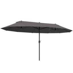 OUTSUNNY Sun Umbrella Canopy Double-sided Crank Sun Shade Shelter 4.6M in Grey - thumbnail 2