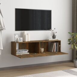Berkfield Home TV Wall Cabinet Smoked Oak 120x30x30 cm Engineered Wood in Brown - Size: 120 x 30 x 30 cm - thumbnail 3