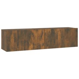 Berkfield Home TV Wall Cabinet Smoked Oak 120x30x30 cm Engineered Wood in Brown - Size: 120 x 30 x 30 cm - thumbnail 2