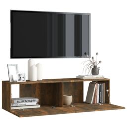 Berkfield Home TV Wall Cabinet Smoked Oak 120x30x30 cm Engineered Wood in Brown - Size: 120 x 30 x 30 cm - thumbnail 4