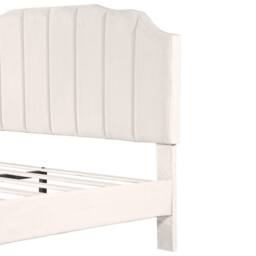 BTM Double Bed with Channel-Tufted Headboard & Velvet Upholstery in Beige - thumbnail 9