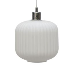 First Choice Lighting Bento - White Ribbed Glass with Chrome Pendant Fitting - thumbnail 7
