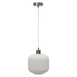 First Choice Lighting Bento - White Ribbed Glass with Chrome Pendant Fitting