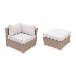 sweeek 5-seater Woven Resin Garden Furniture Set in Beige - thumbnail 4