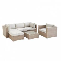 sweeek 5-seater Woven Resin Garden Furniture Set in Beige - thumbnail 2