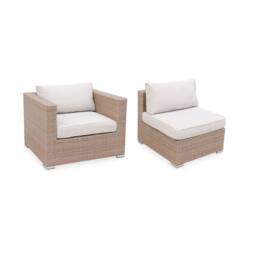 sweeek 5-seater Woven Resin Garden Furniture Set in Beige - thumbnail 3