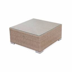 sweeek 5-seater woven resin garden furniture set in Beige - thumbnail 7