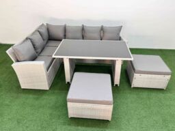 Fimous 8 Seater Wicker Rattan Corner Sofa Sets with Big Footstool Light Grey - thumbnail 2