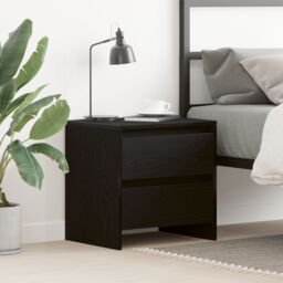 Berkfield Home Bedside Cabinet Black Oak 45x34x44, 5 cm Engineered Wood - thumbnail 1