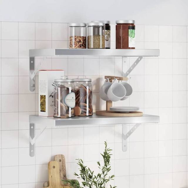 Berkfield Home Wall Shelves 2 pcs 50x30 cm Silver Stainless Steel - image 1