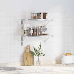 Berkfield Home Wall Shelves 2 pcs 50x30 cm Silver Stainless Steel - thumbnail 3