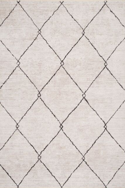 Kukoon Beige Grey Trellis Modern Abstract Washable Living Room Area Rug - Size: 240 cm x 330 cm - image 1