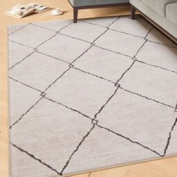 Kukoon Beige Grey Trellis Modern Abstract Washable Living Room Area Rug - Size: 240 cm x 330 cm - thumbnail 2