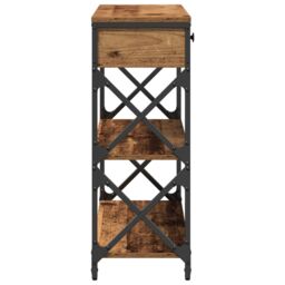 Berkfield Home Console Table Old Wood 75x28x75 cm Engineered Wood & Steel in Brown - Size: 75 x 28 x 75 cm - thumbnail 6