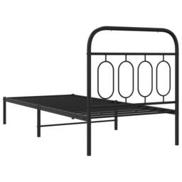 Berkfield Home Metal Bed Frame without Mattress with Headboard Black 90x190cm - Size: 90x190 cm - thumbnail 6