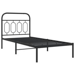 Berkfield Home Metal Bed Frame without Mattress with Headboard Black 90x190cm - Size: 90x190 cm - thumbnail 1