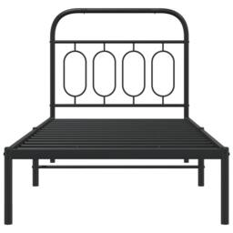 Berkfield Home Metal Bed Frame without Mattress with Headboard Black 90x190cm - Size: 90x190 cm - thumbnail 4