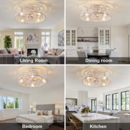 Garwarm 51cm Farmhouse Reversible Caged Ceiling Fan with Light Kit & Remote in White - thumbnail 8