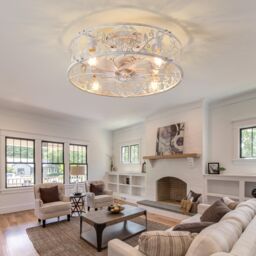 Garwarm 51cm Farmhouse Reversible Caged Ceiling Fan with Light Kit & Remote in White - thumbnail 3