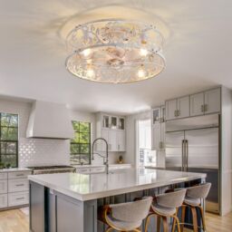 Garwarm 51cm Farmhouse Reversible Caged Ceiling Fan with Light Kit & Remote in White - thumbnail 4