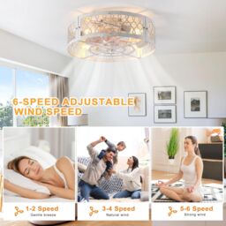 Garwarm 4 Lights Ceiling Fans with Lights 50cm Metal White - thumbnail 3
