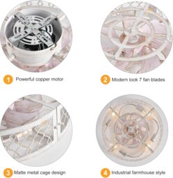 Garwarm 4 Lights Ceiling Fans with Lights 50cm Metal White - thumbnail 6