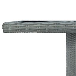 Berkfield Home Garden Table Light Grey Poly Rattan & Tempered Glass - thumbnail 4