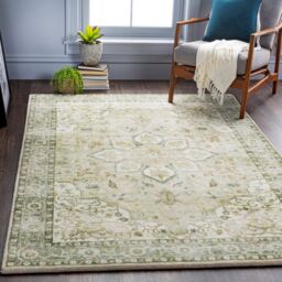 Livabliss Erin Traditional Green Grey Cream Brown Traditional Boho Living Dining Rug in Blue - Size: 160 cm x 230 cm