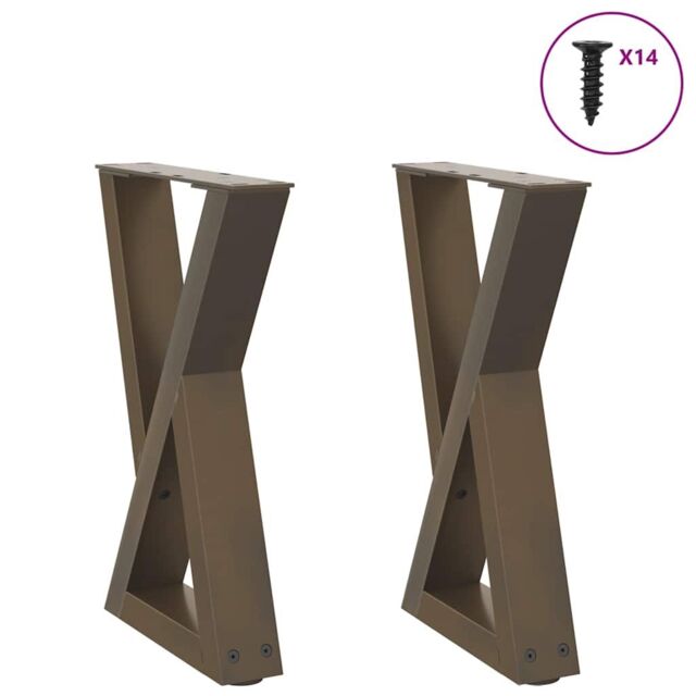 Berkfield Home Coffee Table Legs 2 pcs Natural Steel 38x(42-43.3) cm Steel in Brown - image 1