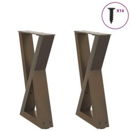 Berkfield Home Coffee Table Legs 2 pcs Natural Steel 38x(42-43.3) cm Steel in Brown - thumbnail 1