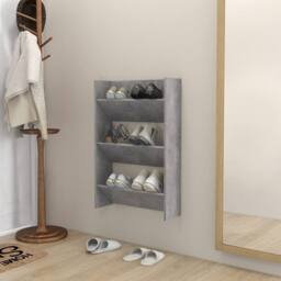 Berkfield Home Wall Shoe Cabinet Concrete Grey 60x18x90 cm Engineered Wood - Size: 60 x 18 x 90 cm - thumbnail 2