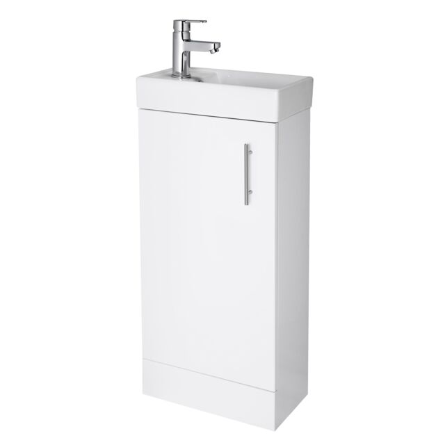 Balterley Cloakroom Floor Standing 1 Door Vanity Unit Basin Gloss White 400mm - image 1