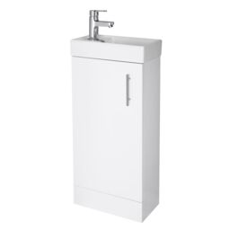 Balterley Cloakroom Floor Standing 1 Door Vanity Unit Basin Gloss White 400mm