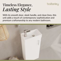 Balterley Cloakroom Floor Standing 1 Door Vanity Unit Basin Gloss White 400mm - thumbnail 3