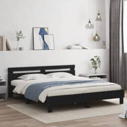 Berkfield Home Bed Frame with LED without Mattress Black 180x200 cm Super King - thumbnail 2