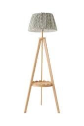 ValueLights Morrigan Ditsy Floral Pleated Shade Scallop Wooden Tripod Floor Lamp in Green - thumbnail 6