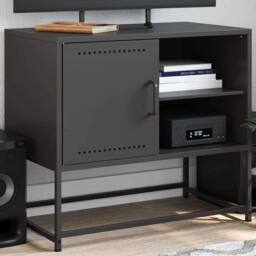 Berkfield Home TV Cabinet Black 68x39x60.5 cm Steel - thumbnail 2