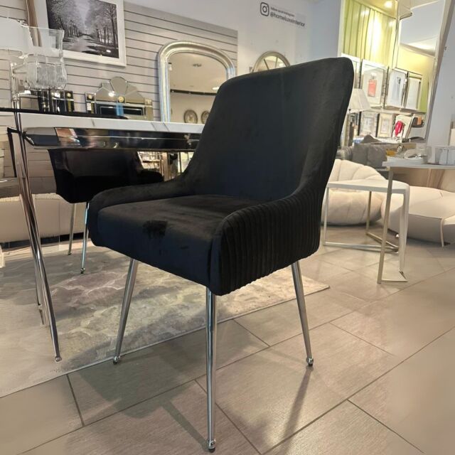 HOME LUXE INTERIOR Set of 2 Marco Dining Chair Brushed Velvet Black - image 1